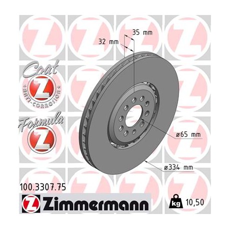 DISQUE ZIMMERMANN AUDI FORMULA Z GAUCHE  Coat Z