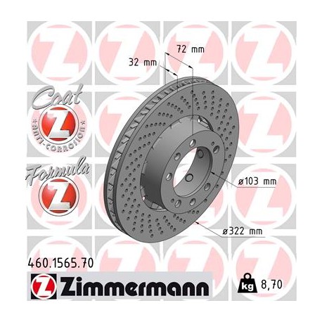 SCHIJF ZIMMERMANN PORSCHE FORMULA Z RECHTS  Coat Z