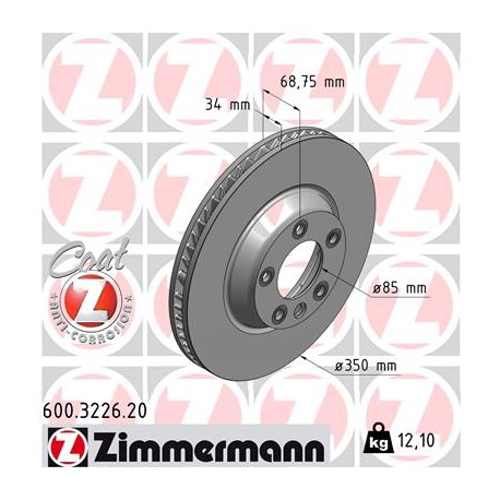 DISQUE ZIMMERMANN VAG/PORSCHE GAUCHE  Coat Z