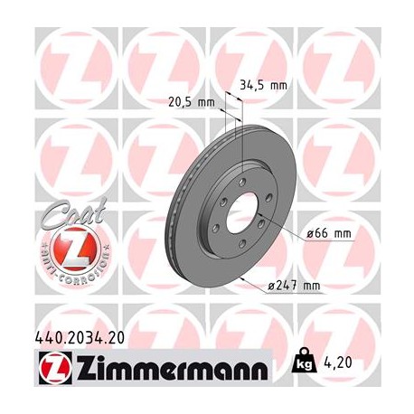 DISC ZIMMERMANN PEUGEOT Coat Z