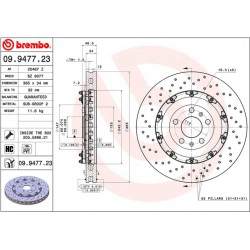 BRAKE DISC SUR BELL BREMBO DRILLED AV AUDI RS5 365x34mm