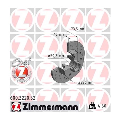 DISQUE ZIMMERMANN VAG SPORT Z with ABS-ring