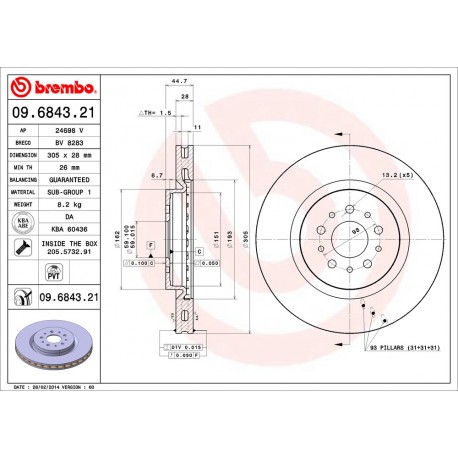 BREMBO REMSCHIJF 305x28mm