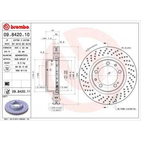 BREMBO REMSCHIJF VL PORSCHE 993 304x32mm