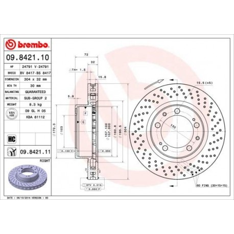 BREMBO REMSCHIJF VR PORSCHE 993 304x32mm