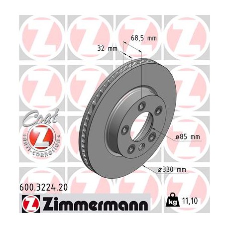 DISQUE ZIMMERMANN VAG/PORSCHE GAUCHE  Coat Z