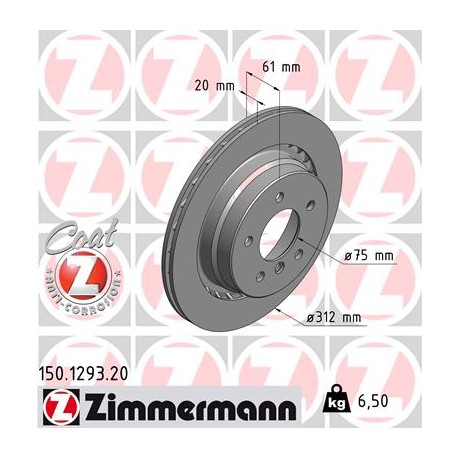 SCHIJF ZIMMERMANN BMW RECHTS  Coat Z