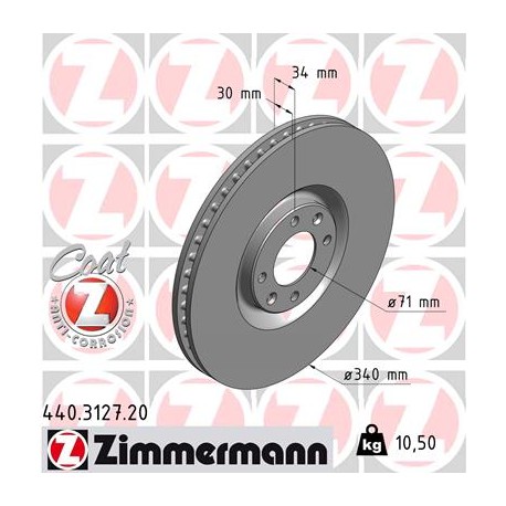 DISC ZIMMERMANN PEUGEOT/CITROEN Coat Z