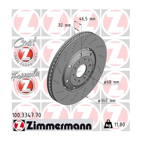 DISQUE ZIMMERMANN AUDI FORMULA Z GAUCHE  Coat Z