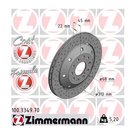 DISQUE ZIMMERMANN AUDI FORMULA Z GAUCHE  Coat Z