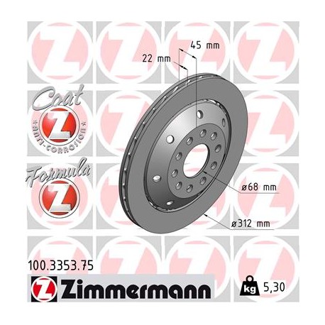 DISC ZIMMERMANN AUDI FORMULA Z LEFT  Coat Z