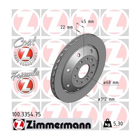 DISQUE ZIMMERMANN AUDI FORMULA Z DROIT  Coat Z