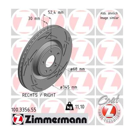 DISC ZIMMERMANN AUDI/PORSCHE BLACK Z (RIGHT)