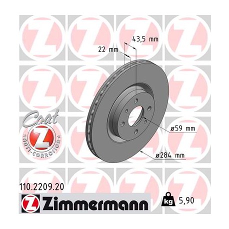 DISC ZIMMERMANN ALFA ROMEO/FIAT Coat Z