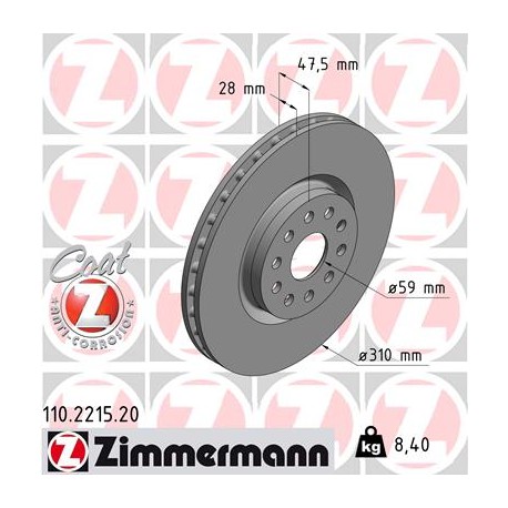 DISC ZIMMERMANN ALFA ROMEO/LANCIA Coat Z