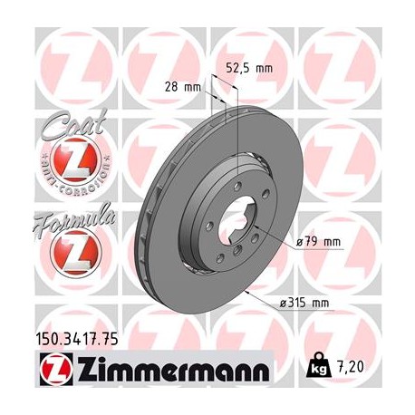 DISC ZIMMERMANN BMW FORMULA Z LEFT  Coat Z