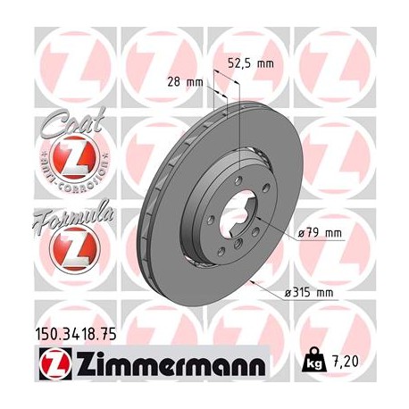 DISC ZIMMERMANN BMW FORMULA Z RIGHT  Coat Z