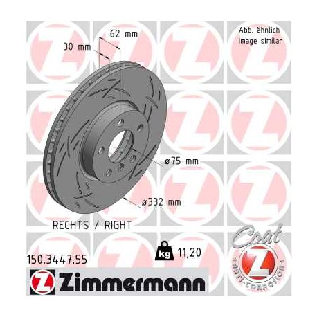 SCHIJF ZIMMERMANN BMW BLACK Z (RECHTS)