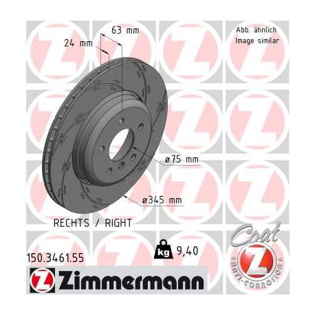 SCHIJF ZIMMERMANN BMW BLACK Z (RECHTS)