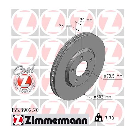 DISQUE ZIMMERMANN CHRYSLER Coat Z