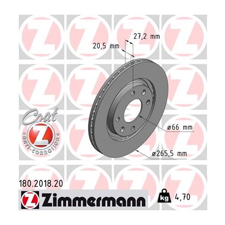 DISQUE ZIMMERMANN CITROEN/PEUGEOT Coat Z