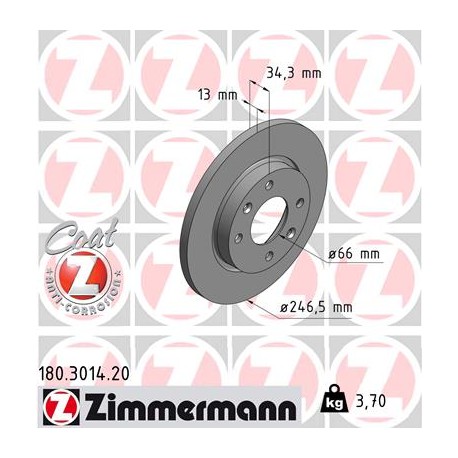 DISC ZIMMERMANN CITROEN/PEUGEOT Coat Z