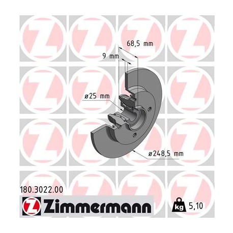 DISC ZIMMERMANN CITROEN/PEUGEOT with bearing set