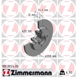 SCHIJF ZIMMERMANN CITROEN/PEUGEOT incl. ABS-ring