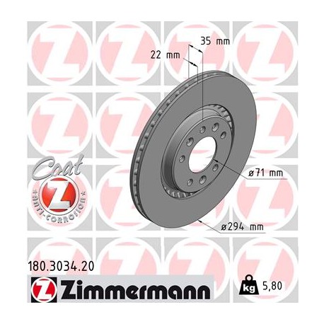 DISC ZIMMERMANN PSA/TAOYOTA Coat Z