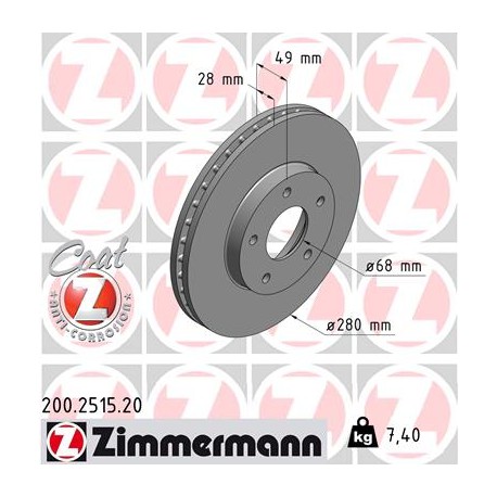 DISC ZIMMERMANN NISSAN Coat Z