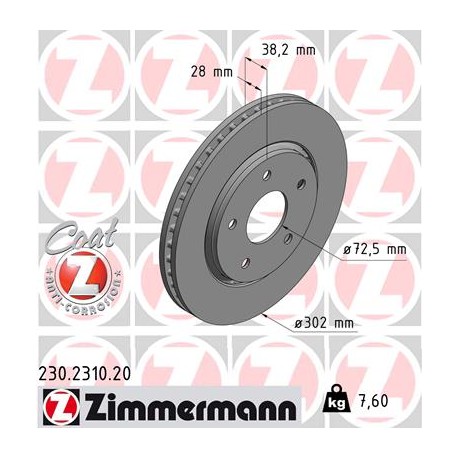 SCHIJF ZIMMERMANN FIAT/CHRYSLER/DODGE/VW Coat Z