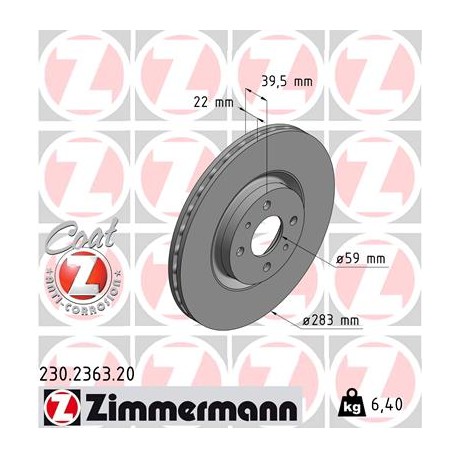 DISC ZIMMERMANN FIAT/ALFA ROMEO Coat Z