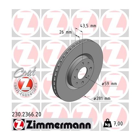 DISC ZIMMERMANN FIAT Coat Z