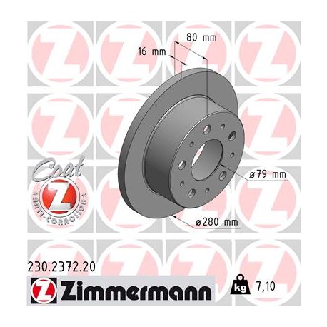 DISC ZIMMERMANN FIAT/PEUGEOT/CITROEN Coat Z