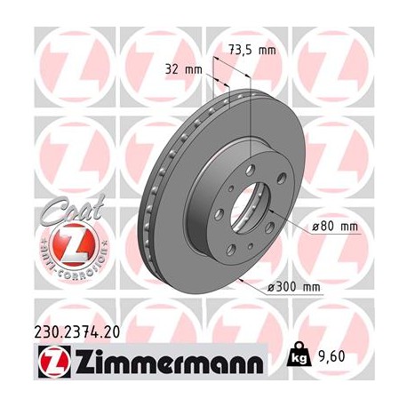 DISC ZIMMERMANN FIAT/PEUGEOT/CITROEN Coat Z