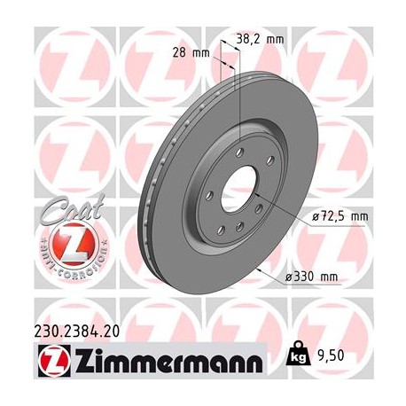 DISQUE ZIMMERMANN FIAT/CHRYSLER/LANCIA/VW/DODGE Coat Z