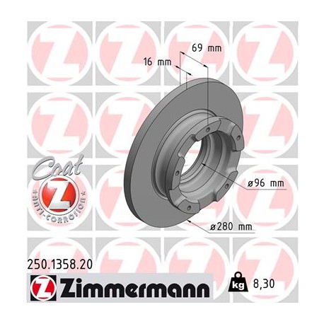 DISQUE ZIMMERMANN FORD incl. sensor-ring Coat Z