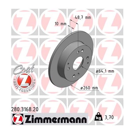 DISC ZIMMERMANN HONDA/ROVER Coat Z