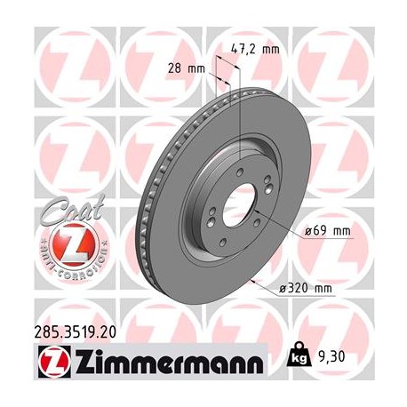 DISC ZIMMERMANN HYUNDAI/KIA Coat Z