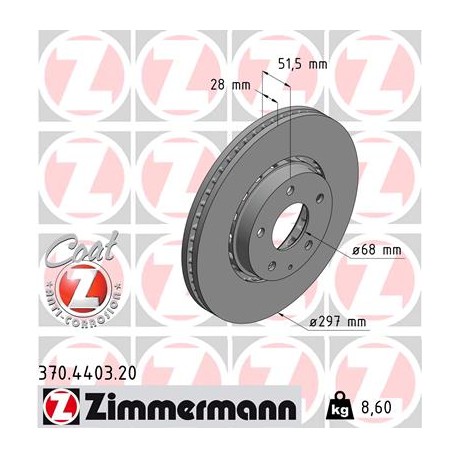 DISQUE ZIMMERMANN MAZDA Coat Z