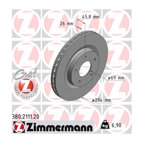 DISC ZIMMERMANN MITSUBISHI/PSA/CHRYSLER Coat Z