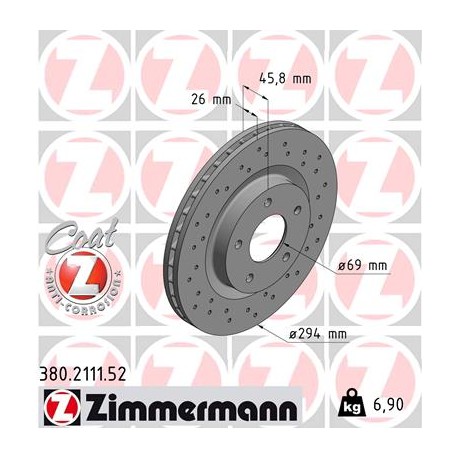 DISQUE ZIMMERMANN MITSUBISHI/PSA/CHRYSLER SPORT Z