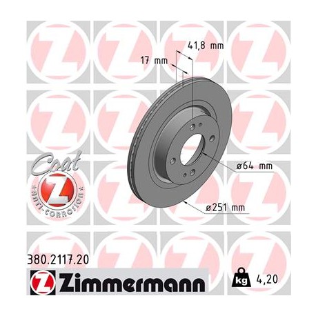 DISC ZIMMERMANN MITSUBISHI Coat Z