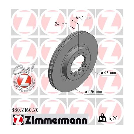 DISC ZIMMERMANN MITSUBISHI Coat Z