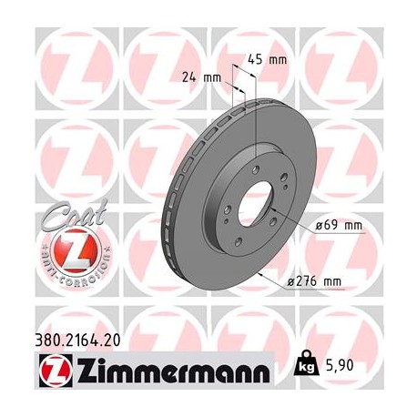 DISQUE ZIMMERMANN MITSUBISHI Coat Z