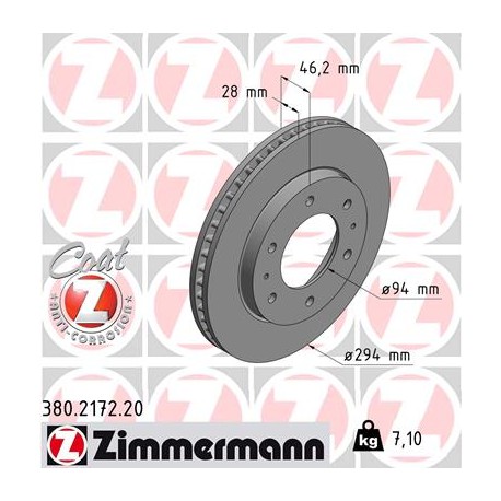 DISC ZIMMERMANN MITSUBISHI/FIAT Coat Z