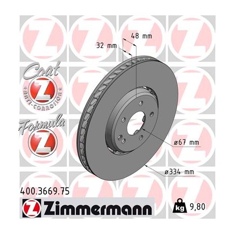 DISC ZIMMERMANN MERCEDES FORMULA Z RIGHT  Coat Z