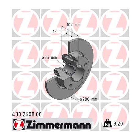 DISQUE ZIMMERMANN OPEL/RENAULT/NISSAN with bearing set