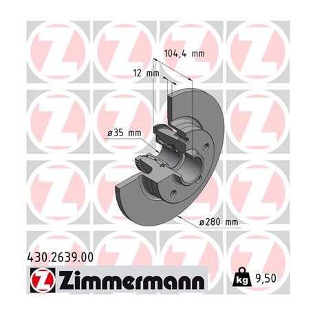 DISC ZIMMERMANN OPEL/RENAULT/FIAT incl. bearing set