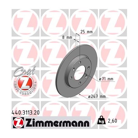 DISC ZIMMERMANN PEUGEOT/CITROEN Coat Z